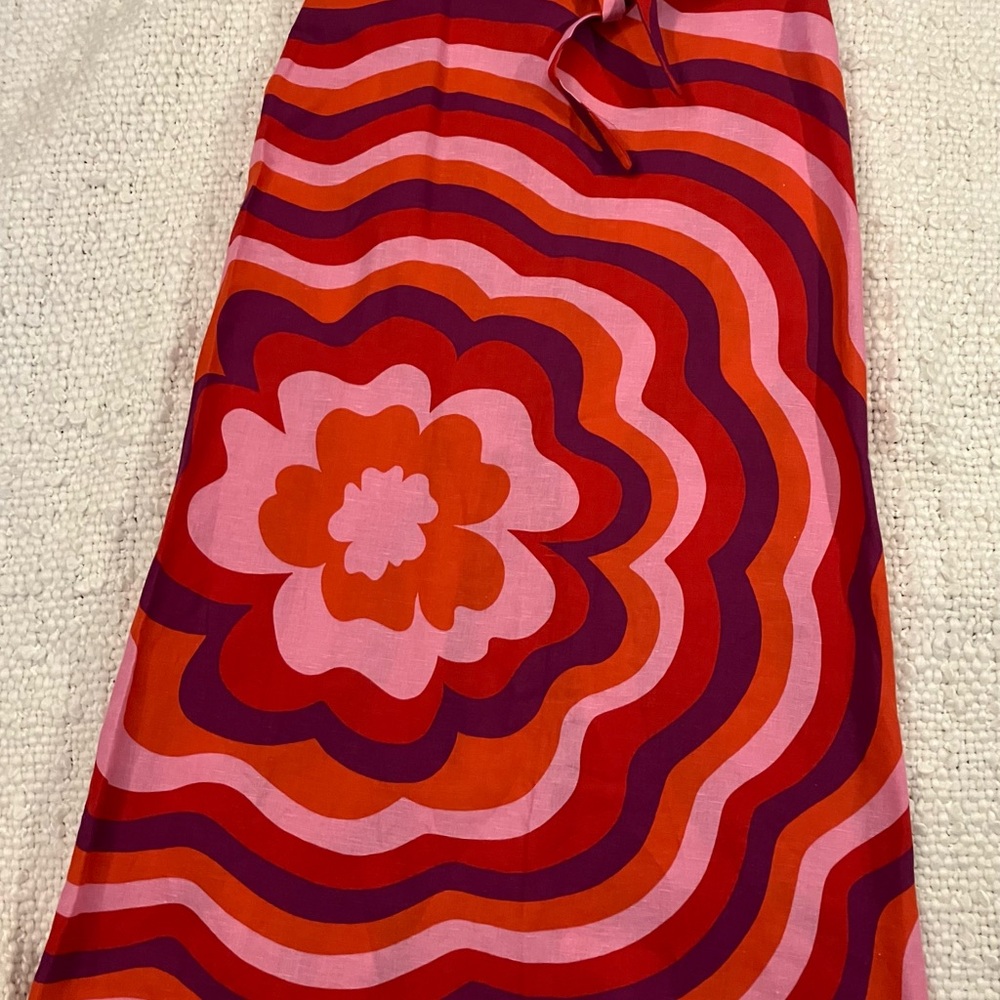 Zara Vibrant Retro Style Linen midi skirt. Size L